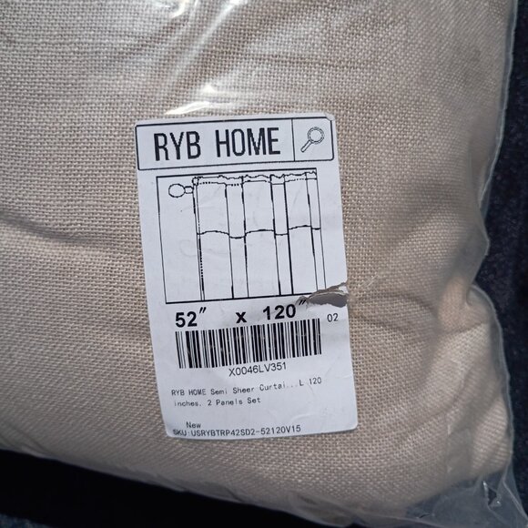 Semi Sheer Linen Curtains Beige Oatmeal 52 x 120 Rod Pocket Curtain Panel Pair - Picture 8 of 15